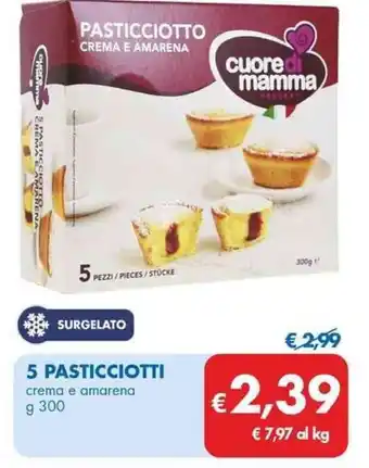 MD Discount 5 PASTICCIOTTO crema e amarena g 300 offerta