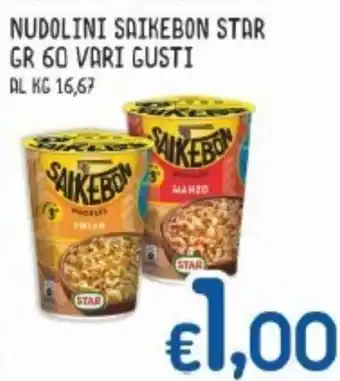 MAX Supermercati Saikebon Star Nudolini 60 gr vari gusti offerta