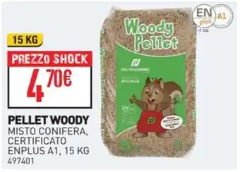 Ottimax PELLET WOODY MISTO CONIFERA, CERTIFICATO ENPLUS A1, 15 KG offerta