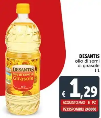 Deco Supermercati DESANTIS olio di semi di girasole 1 l offerta