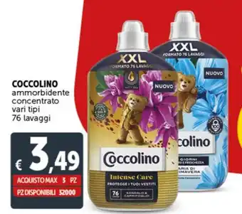 COCCOLINO ammorbidente concentrato vari tipi 76 lavaggi