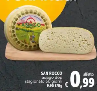 Deco Supermercati SAN ROCCO asiago dop stagionato 30 giorni offerta