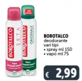 Deco Supermercati BOROTALCO deodorante vari tipi spray ml 150 offerta