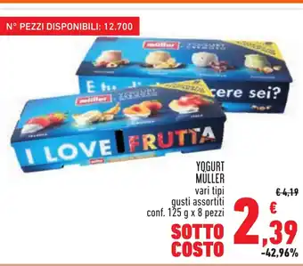Conad YOGURT MÜLLER vari tipi gusti assortiti conf. 125 g x 8 pezzi offerta