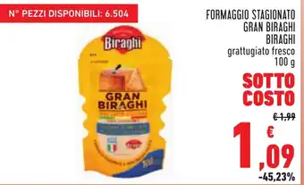 Conad FORMAGGIO STAGIONATO GRAN BIRAGHI grattugiato fresco 100 g offerta