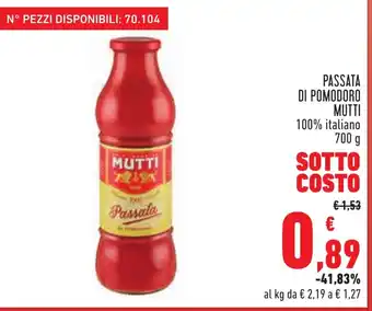 Conad PASSATA DI POMODORO MUTTI 700 g offerta