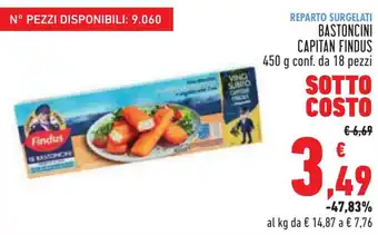Conad BASTONCINI CAPITAN FINDUS 450 g conf. da 18 pezzi offerta