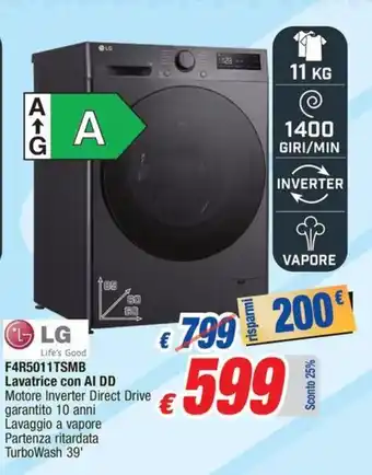 LG F4R5011TSMB Lavatrice con AI DD