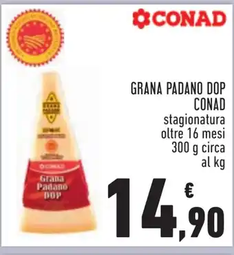 Conad GRANA PADANO DOP CONAD stagionatura oltre 16 mesi 300 g circa offerta
