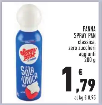 Conad PANNA SPRAY PAN classica, zero zuccheri 200 g offerta