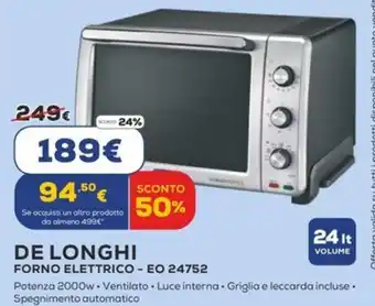 Euronics DE LONGHI FORNO ELETTRICO EO 24752 offerta