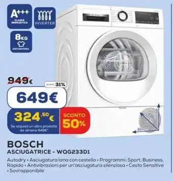 Euronics BOSCH ASCIUGATRICE - WQG233D1 offerta