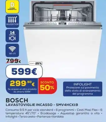Euronics BOSCH LAVASTOVIGLIE INCASSO - SMV4HCX19 offerta
