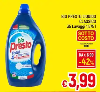 A&O BIO PRESTO LIQUIDO CLASSICO 35 Lavaggi 1,575 l offerta