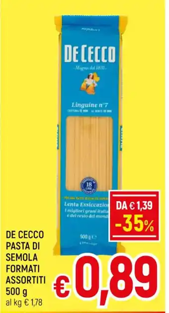A&O DE CECCO PASTA DI SEMOLA FORMATI ASSORTITI 500 g offerta