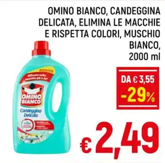 A&O OMINO BIANCO, CANDEGGINA DELICATA, ELIMINA LE MACCHIE E RISPETTA COLORI, MUSCHIO BIANCO, 2000 ml offerta