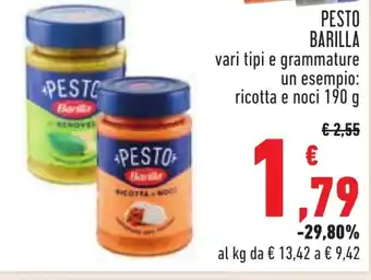 Conad PESTO BARILLA vari tipi e grammature ricotta e noci 190 g offerta