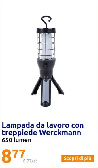 Action Lampada da lavoro con treppiede Werckmann 650 lumen offerta