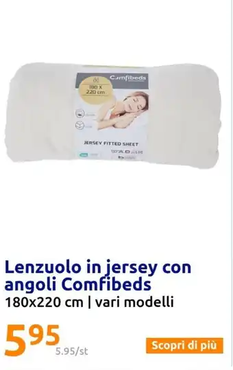 Action Lenzuolo in jersey con angoli Comfibeds 180x220 cm | vari modelli offerta