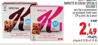 Conad BARRETTE DI CEREALI SPECIAL K KELLOGG'S vari tipi e grammature un esempio: frutti rossi 129 g conf. da 6 pezzi offerta