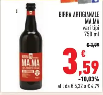 Conad BIRRA ARTIGIANALE MA.MA vari tipi 750 ml offerta