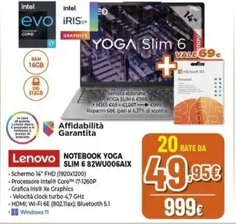 Expert Lenovo NOTEBOOK YOGA SLIM 6 82WU006AIX offerta