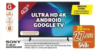 Expert SONY TV LED 43" offerta