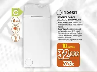 Expert INDESIT LAVATRICE CARICA DALL'ALTO BTWL60400IT offerta