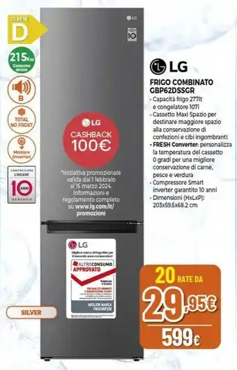 Expert LG FRIGO COMBINATO GBP62DSSGR offerta