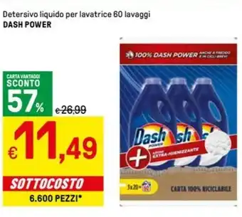 Iper La Grande Detersivo liquido per lavatrice 60 lavaggi DASH POWER offerta