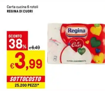 Iper La Grande Carta cucina 6 rotoli REGINA DI CUORI offerta
