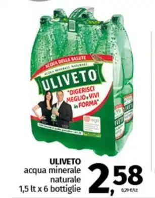 Pam ULIVETO acqua minerale naturale 1,5 lt x 6 bottiglie offerta