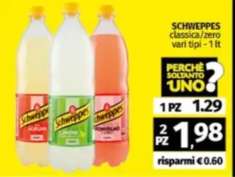 Pam SCHWEPPES classica/zero vari tipi -1 lt offerta
