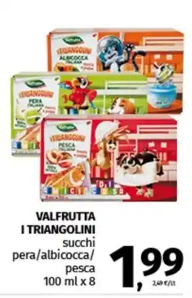 Pam VALFRUTTA I TRIANGOLINI succhi pera/albicocca/ pesca 100 ml x 8 offerta
