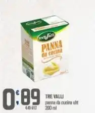 Ottimo Market TRE VALLI panna da cucina uht 200 ml offerta