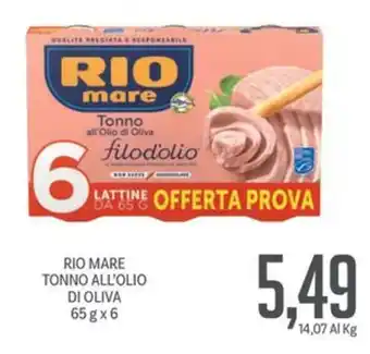 Supermercati Piccolo RIO MARE TONNO ALL'OLIO DI OLIVA 65 g x 6 offerta