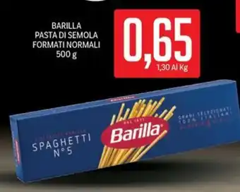 Supermercati Piccolo BARILLA PASTA DI SEMOLA FORMATI NORMALI 500 g offerta