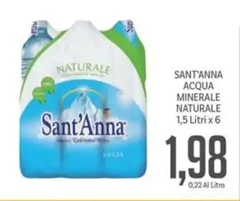 Supermercati Piccolo SANT'ANNA ACQUA MINERALE NATURALE 1,5 Litri x 6 offerta