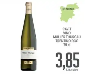 Supermercati Piccolo CAVIT VINO MULLER THURGAU TRENTINO DOC 75 cl offerta