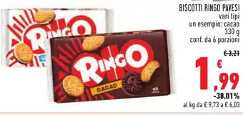 Conad BISCOTTI RINGO PAVESI vari tipi un esempio: cacao 330 g conf. da 6 porzioni offerta