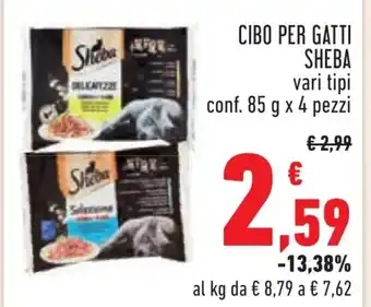 Conad CIBO PER GATTI SHEBA vari tipi conf. 85 g x 4 pezzi offerta