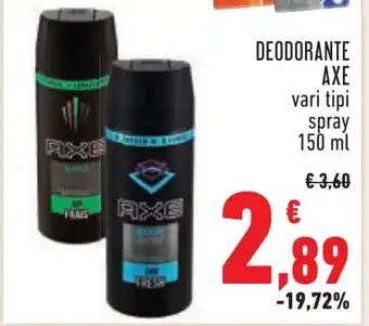 Conad DEODORANTE AXE vari tipi spray 150 ml offerta