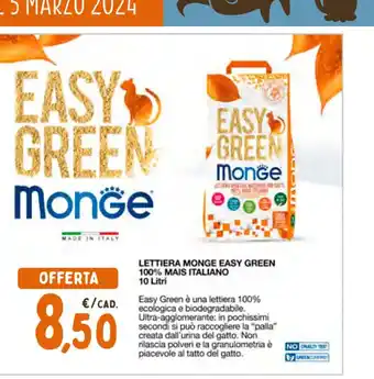 LETTIERA MONGE EASY GREEN 100% MAIS ITALIANO 10 Litri
