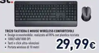 Unieuro TREZO TASTIERA E MOUSE WIRELESS CONFORTEVOLI offerta