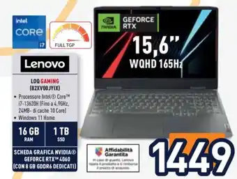 Unieuro Lenovo LOQ GAMING (82XV00JYIX) offerta