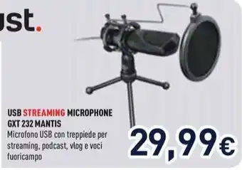 Unieuro USB STREAMING MICROPHONE GXT 232 MANTIS offerta