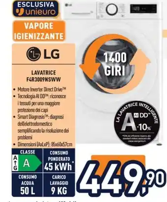 Unieuro LG LAVATRICE F4R3009NSWW offerta