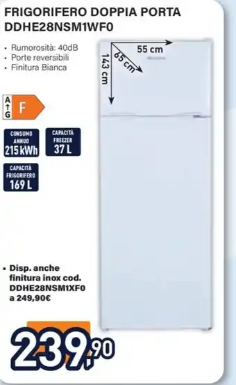 Unieuro FRIGORIFERO DOPPIA PORTA DDHE28NSM1WFO offerta
