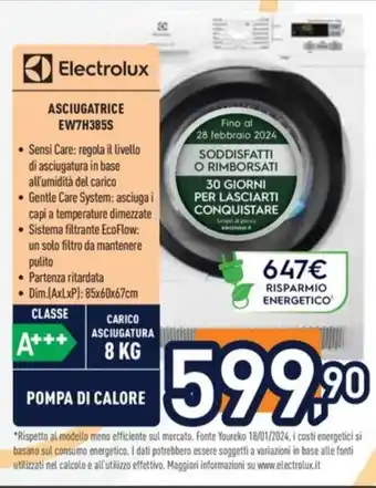 Unieuro Electrolux ASCIUGATRICE EW7H385S offerta