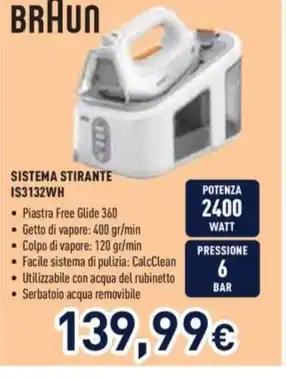 Unieuro BRAUN SISTEMA STIRANTE IS3132WH offerta